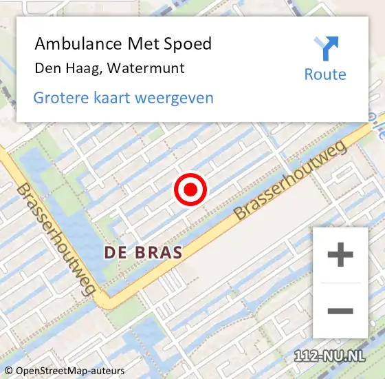 Locatie op kaart van de 112 melding: Ambulance Met Spoed Naar Den Haag, Watermunt op 2 april 2016 08:29