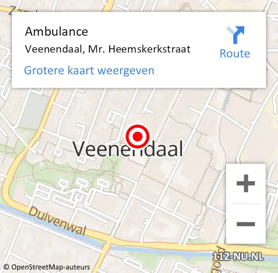 Locatie op kaart van de 112 melding: Ambulance Veenendaal, Mr. Heemskerkstraat op 2 april 2016 15:32