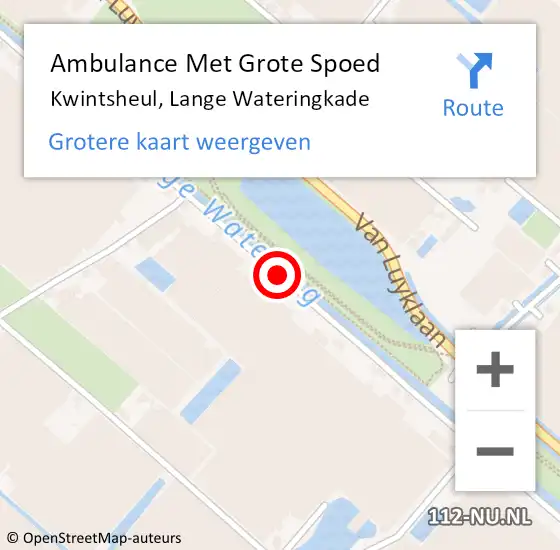 Locatie op kaart van de 112 melding: Ambulance Met Grote Spoed Naar Kwintsheul, Lange Wateringkade op 2 april 2016 18:49