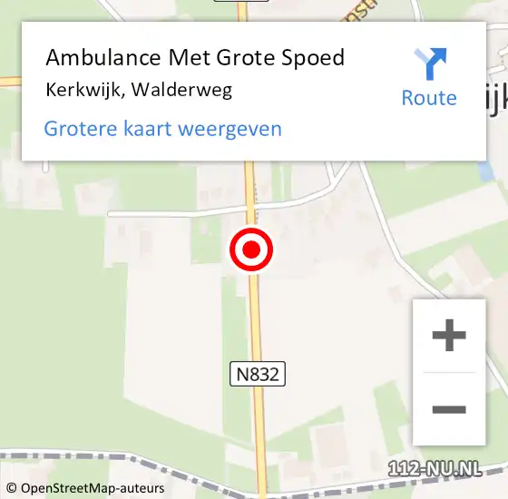 Locatie op kaart van de 112 melding: Ambulance Met Grote Spoed Naar Kerkwijk, N832 op 2 april 2016 22:25