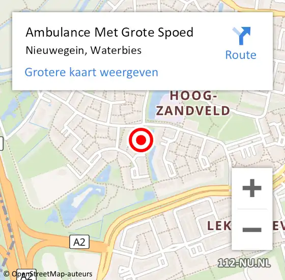 Locatie op kaart van de 112 melding: Ambulance Met Grote Spoed Naar Nieuwegein, Waterbies op 3 april 2016 08:29