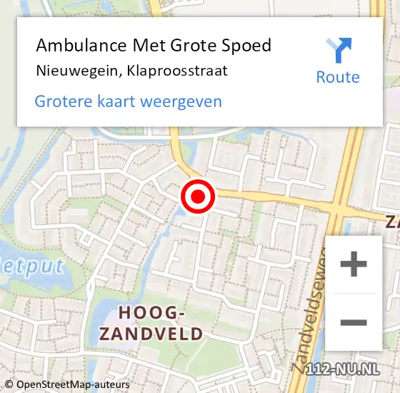 Locatie op kaart van de 112 melding: Ambulance Met Grote Spoed Naar Nieuwegein, Klaproosstraat op 3 april 2016 10:35