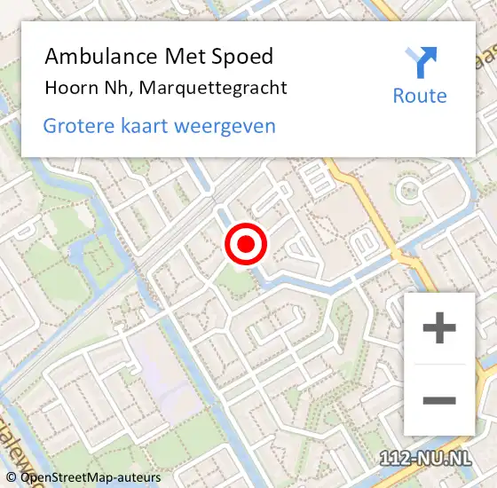 Locatie op kaart van de 112 melding: Ambulance Met Spoed Naar Hoorn Nh, Marquettegracht op 3 april 2016 11:40
