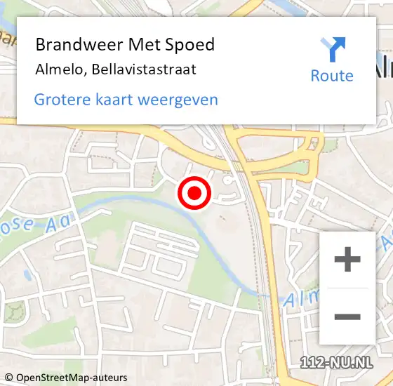 Locatie op kaart van de 112 melding: Brandweer Met Spoed Naar Almelo, Bellavistastraat op 3 april 2016 18:59