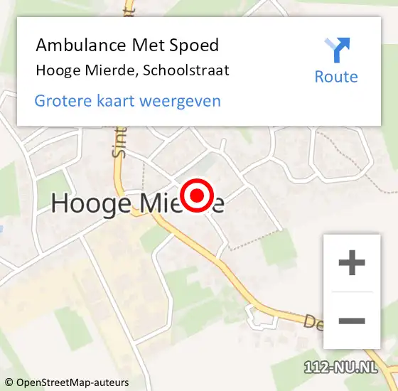 Locatie op kaart van de 112 melding: Ambulance Met Spoed Naar Hooge Mierde, Schoolstraat op 3 april 2016 23:22