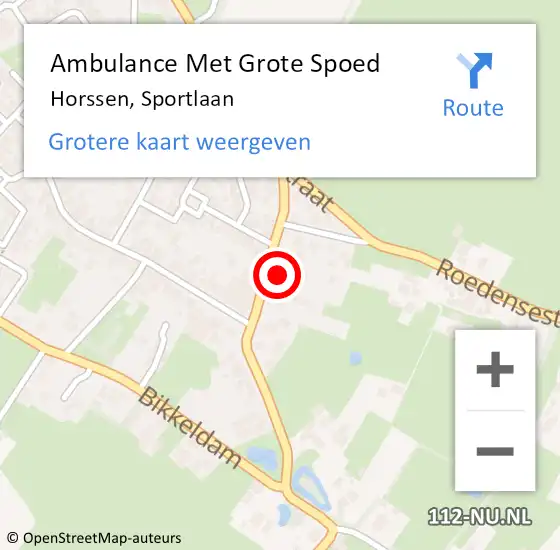 Locatie op kaart van de 112 melding: Ambulance Met Grote Spoed Naar Horssen, Sportlaan op 10 december 2013 21:36