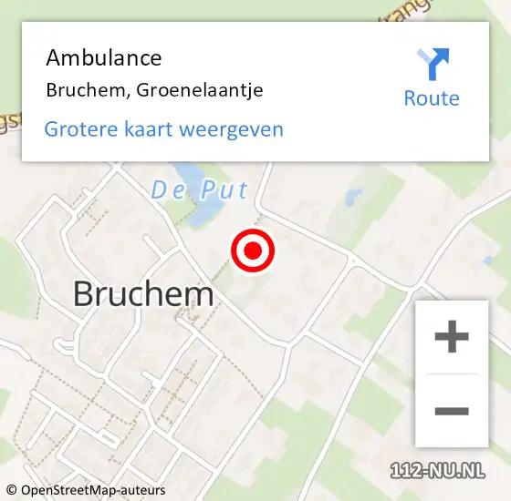 Locatie op kaart van de 112 melding: Ambulance Bruchem, Groenelaantje op 4 april 2016 12:39