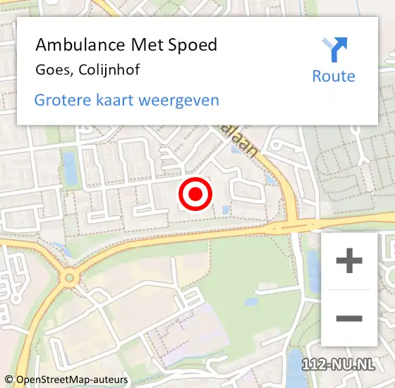 Locatie op kaart van de 112 melding: Ambulance Met Spoed Naar Goes, Colijnhof op 4 april 2016 17:05