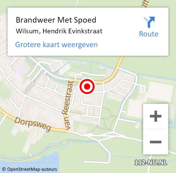 Locatie op kaart van de 112 melding: Brandweer Met Spoed Naar Wilsum, Hendrik Evinkstraat op 4 april 2016 23:32
