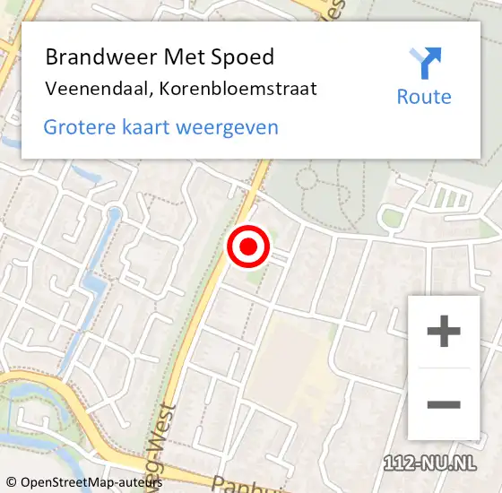 Locatie op kaart van de 112 melding: Brandweer Met Spoed Naar Veenendaal, Korenbloemstraat op 5 april 2016 08:57