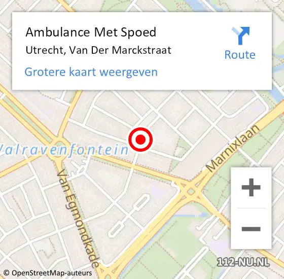Locatie op kaart van de 112 melding: Ambulance Met Spoed Naar Utrecht, Van Der Marckstraat op 5 april 2016 15:27