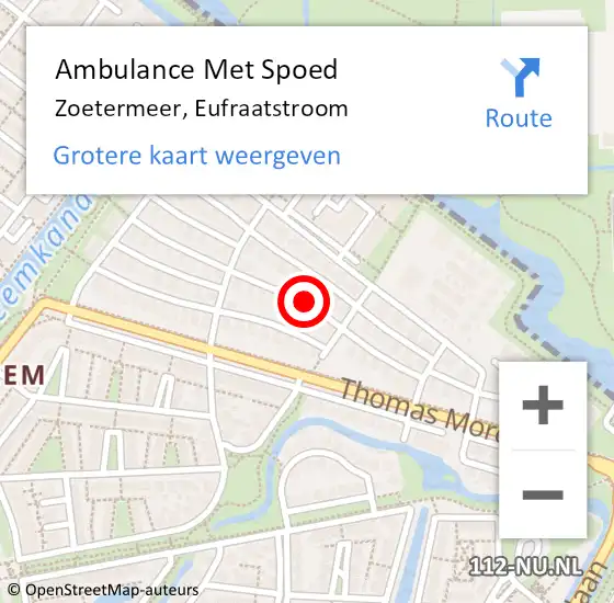 Locatie op kaart van de 112 melding: Ambulance Met Spoed Naar Zoetermeer, Eufraatstroom op 5 april 2016 18:00