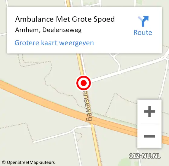Locatie op kaart van de 112 melding: Ambulance Met Grote Spoed Naar Arnhem, Deelenseweg op 6 april 2016 16:50