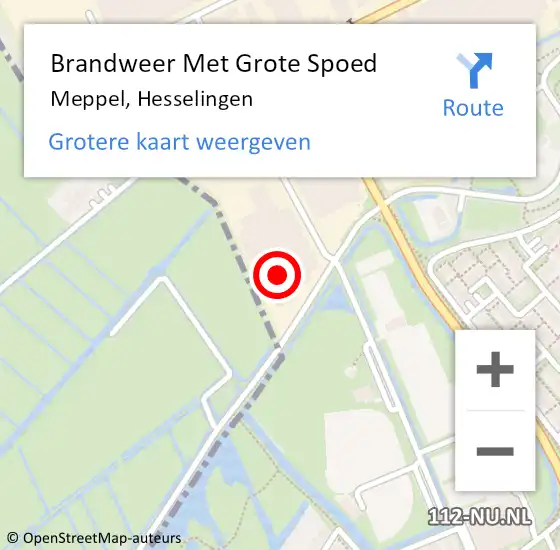 Locatie op kaart van de 112 melding: Brandweer Met Grote Spoed Naar Meppel, Hesselingen op 6 april 2016 21:55