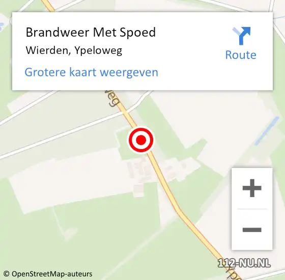Locatie op kaart van de 112 melding: Brandweer Met Spoed Naar Wierden, Ypeloweg op 7 april 2016 01:53