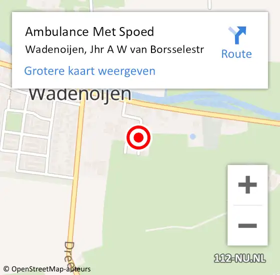 Locatie op kaart van de 112 melding: Ambulance Met Spoed Naar Wadenoijen, Jhr A W van Borsselestr op 7 april 2016 16:31