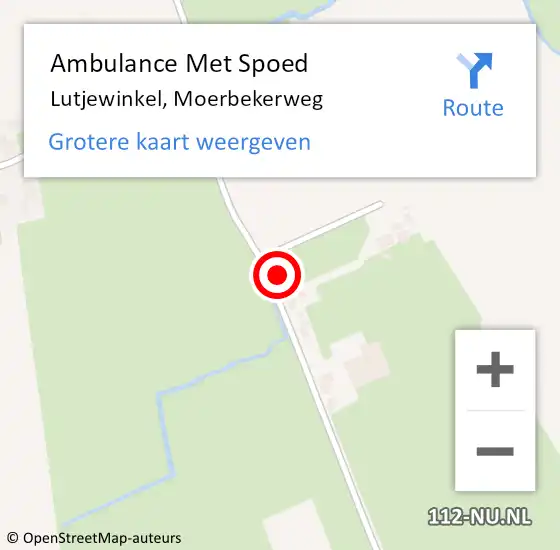 Locatie op kaart van de 112 melding: Ambulance Met Spoed Naar Lutjewinkel, Moerbekerweg op 7 april 2016 20:54