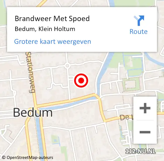Locatie op kaart van de 112 melding: Brandweer Met Spoed Naar Bedum, Klein Holtum op 8 april 2016 00:02