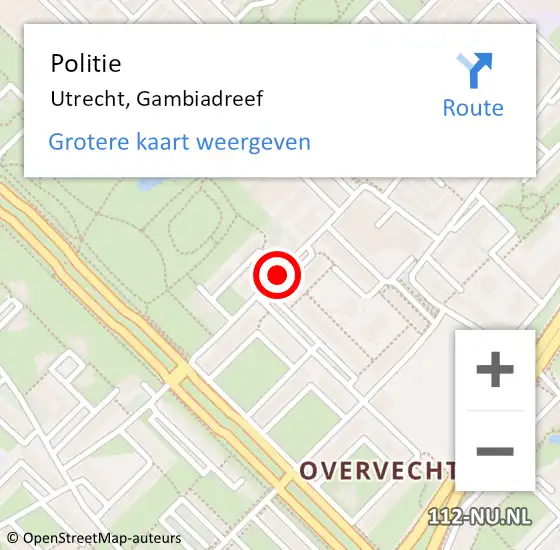 Locatie op kaart van de 112 melding: Politie Utrecht, Gambiadreef op 8 april 2016 00:25