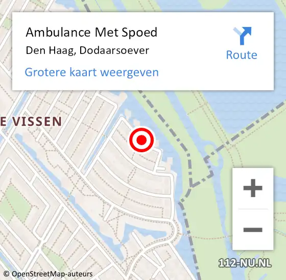 Locatie op kaart van de 112 melding: Ambulance Met Spoed Naar Den Haag, Dodaarsoever op 8 april 2016 00:49