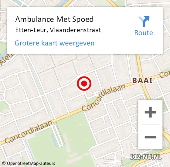 Locatie op kaart van de 112 melding: Ambulance Met Spoed Naar Etten-Leur, Vlaanderenstraat op 8 april 2016 06:15