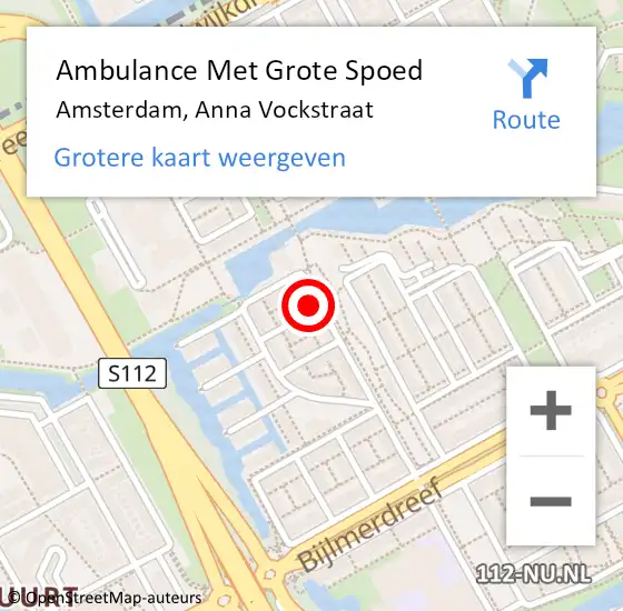 Locatie op kaart van de 112 melding: Ambulance Met Grote Spoed Naar Amsterdam, Anna Vockstraat op 8 april 2016 08:29