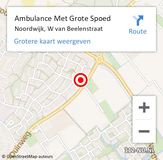 Locatie op kaart van de 112 melding: Ambulance Met Grote Spoed Naar Noordwijk, W van Beelenstraat op 8 april 2016 18:27