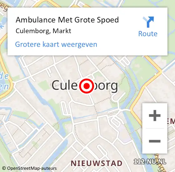 Locatie op kaart van de 112 melding: Ambulance Met Grote Spoed Naar Culemborg, Markt op 8 april 2016 23:20