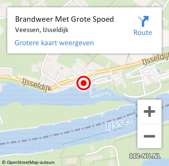 Locatie op kaart van de 112 melding: Brandweer Met Grote Spoed Naar Veessen, IJsseldijk op 9 april 2016 10:11