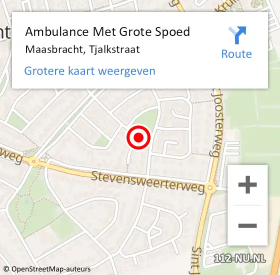 Locatie op kaart van de 112 melding: Ambulance Met Grote Spoed Naar Maasbracht, Tjalkstraat op 9 april 2016 11:11