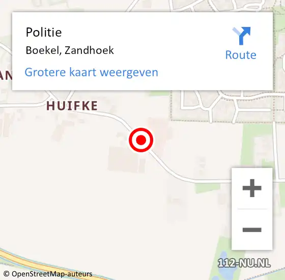 Locatie op kaart van de 112 melding: Politie Boekel, Zandhoek op 10 april 2016 09:53