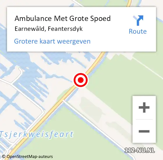 Locatie op kaart van de 112 melding: Ambulance Met Grote Spoed Naar Earnewâld, Feantersdyk op 10 april 2016 13:51