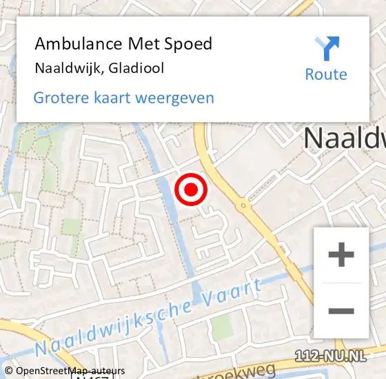 Locatie op kaart van de 112 melding: Ambulance Met Spoed Naar Naaldwijk, Gladiool op 11 april 2016 12:24