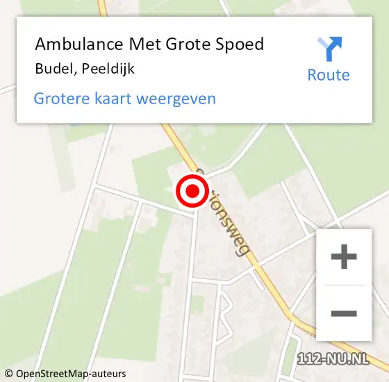 Locatie op kaart van de 112 melding: Ambulance Met Grote Spoed Naar Budel, Peeldijk op 11 april 2016 14:52