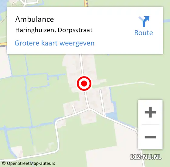 Locatie op kaart van de 112 melding: Ambulance Haringhuizen, Dorpsstraat op 11 april 2016 17:54