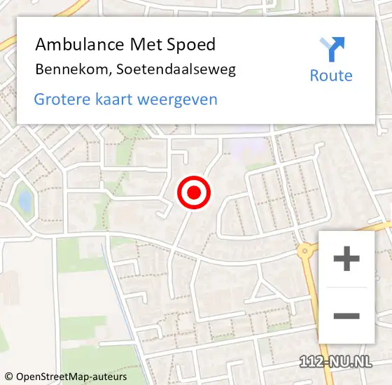 Locatie op kaart van de 112 melding: Ambulance Met Spoed Naar Bennekom, Soetendaalseweg op 12 april 2016 12:53