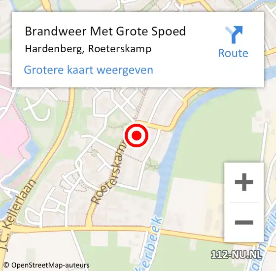 Locatie op kaart van de 112 melding: Brandweer Met Grote Spoed Naar Hardenberg, Roeterskamp op 12 april 2016 14:00