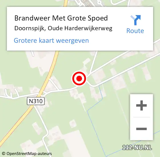 Locatie op kaart van de 112 melding: Brandweer Met Grote Spoed Naar Doornspijk, Oude Harderwijkerweg op 12 april 2016 16:49