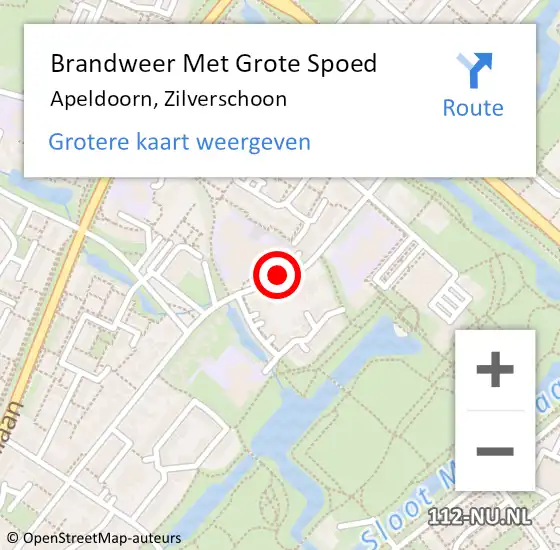 Locatie op kaart van de 112 melding: Brandweer Met Grote Spoed Naar Apeldoorn, Zilverschoon op 11 december 2013 18:26