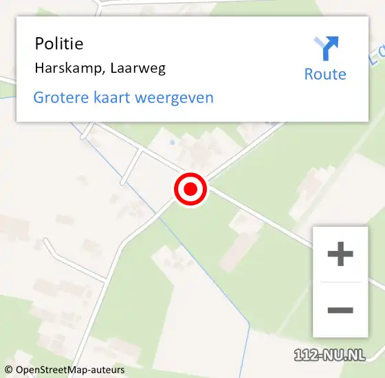 Locatie op kaart van de 112 melding: Politie Harskamp, Laarweg op 12 april 2016 21:28