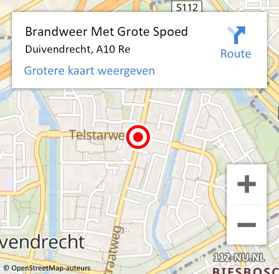 Locatie op kaart van de 112 melding: Brandweer Met Grote Spoed Naar Duivendrecht, Brand Dirk Ochsepark op 13 april 2016 07:51