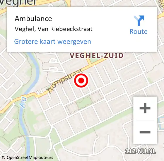 Locatie op kaart van de 112 melding: Ambulance Veghel, Van Riebeeckstraat op 14 april 2016 12:48
