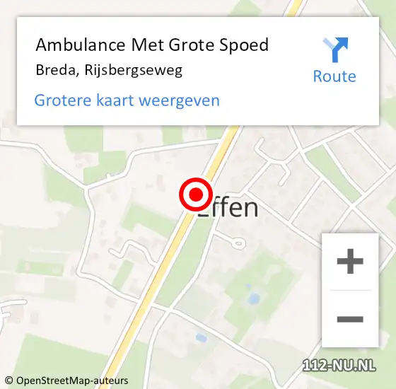 Locatie op kaart van de 112 melding: Ambulance Met Grote Spoed Naar Breda, Rijsbergseweg op 14 april 2016 14:19