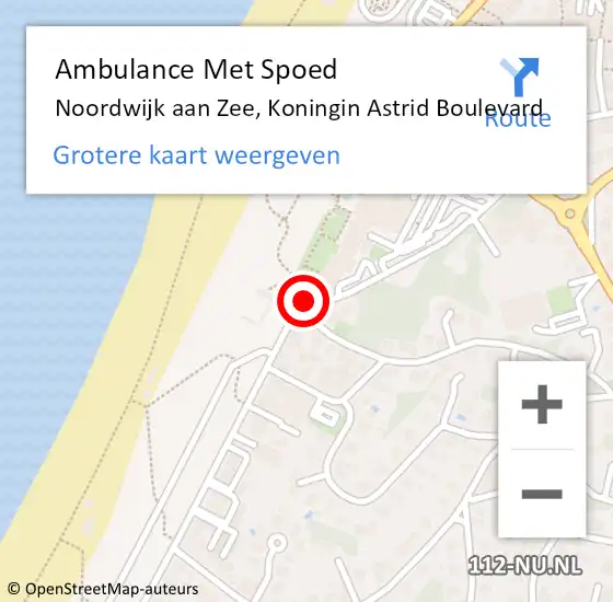Locatie op kaart van de 112 melding: Ambulance Met Spoed Naar Noordwijk aan Zee, Koningin Astrid Boulevard op 15 april 2016 13:31