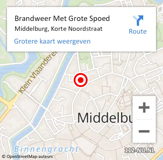 Locatie op kaart van de 112 melding: Brandweer Met Grote Spoed Naar Middelburg, Korte Noordstraat op 15 april 2016 21:41