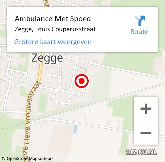 Locatie op kaart van de 112 melding: Ambulance Met Spoed Naar Zegge, Louis Couperusstraat op 15 april 2016 21:57