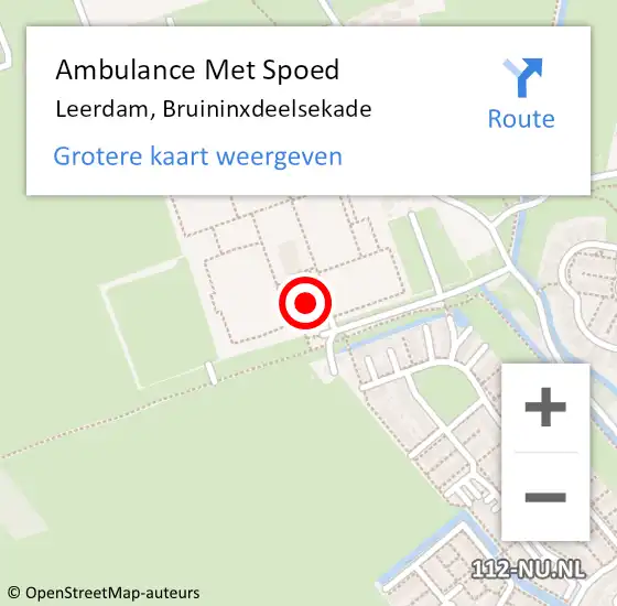 Locatie op kaart van de 112 melding: Ambulance Met Spoed Naar Leerdam, Bruininxdeelsekade op 16 april 2016 16:04