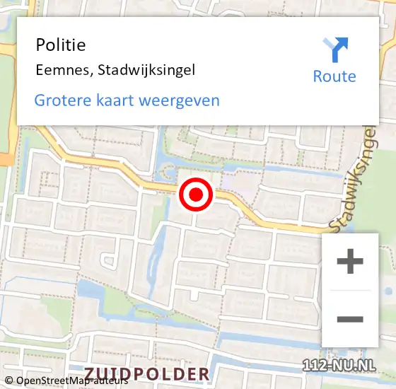 Locatie op kaart van de 112 melding: Politie Eemnes, Stadwijksingel op 16 april 2016 16:43