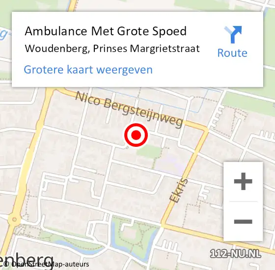 Locatie op kaart van de 112 melding: Ambulance Met Grote Spoed Naar Woudenberg, Prinses Margrietstraat op 17 april 2016 09:17
