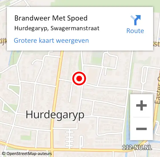 Locatie op kaart van de 112 melding: Brandweer Met Spoed Naar Hurdegaryp, Swagermanstraat op 17 april 2016 10:38